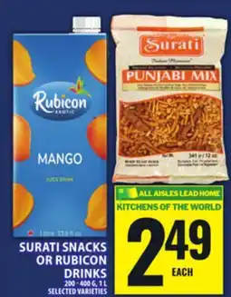 Food Basics SURATI SNACKS OR RUBICON DRINKS offer