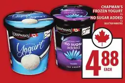 Food Basics CHAPMAN'S FROZEN YOGURT 2L NO SUGAR ADDED 1L offer