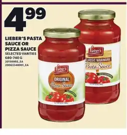 Loblaws LIEBER'S PASTA SAUCE OR PIZZA SAUCE offer
