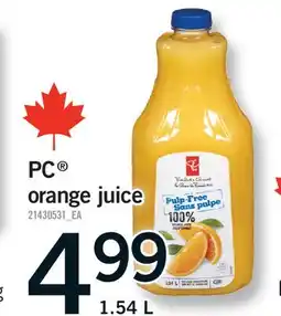 Fortinos PC ORANGE JUICE offer