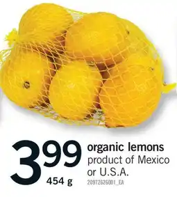 Fortinos ORGANIC LEMONS offer