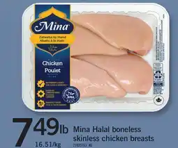 Fortinos MINA HALAL BONELESS SKINLESS CHICKEN BREASTS, 16.51/KG offer