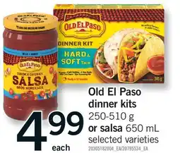 Fortinos Old El Paso dinner kits, 250-510 g or salsa, 650 mL offer