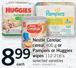 Fortinos NESTLÉ CERELAC CEREAL, 400 G OR PAMPERS OR HUGGIES WIPES, 112-216'S offer