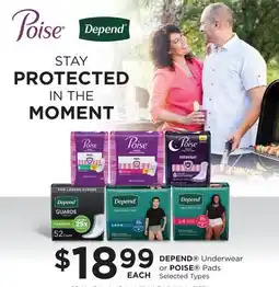 Fortinos DEPEND UNDERWEAR OR POISE PADS offer