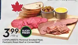 Sobeys COMPLIMENTS Montreal Smoked Meat, Pastrami, Roast Beef or Corned Beef offer