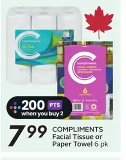 Sobeys COMPLIMENTS Facial Tissue or Paper Towel offer