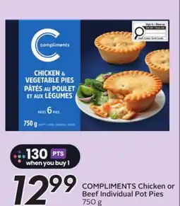 Sobeys COMPLIMENTS Chicken or Beef Individual Pot Pies offer