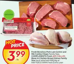 Sobeys Fresh Boneless Pork Fresh AIR-CHILLED Bone-In Chicken Breast Halves Family Size offer