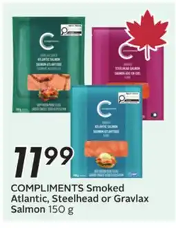 Sobeys COMPLIMENTS Smoked Atlantic, Steelhead or Gravlax Salmon offer