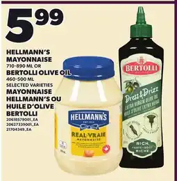 Independent Grocer HELLMANN'S MAYONNAISE 710-890 ML OR BERTOLLI OLIVE OIL 460-500 ML offer