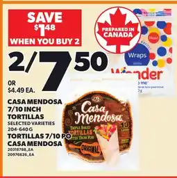 Independent Grocer CASA MENDOSA 7/10 INCH TORTILLAS offer