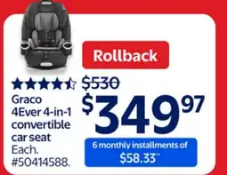 Walmart Graco 4Ever 4-in-1 convertible car seat offer