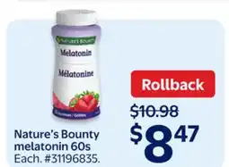 Walmart Nature's Bounty melatonin 60s offer