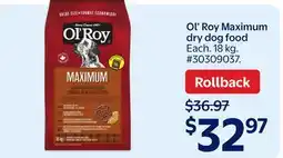Walmart Ol' Roy Maximum dry dog food offer