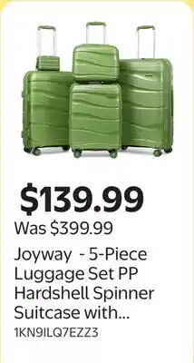 Walmart Joyway - 5-Piece Luggage Set PP Hardshell Spinner Suitcase with TSA Lock offer
