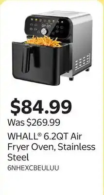 Walmart WHALL 6.2QT Air Fryer Oven, Stainless Steel offer