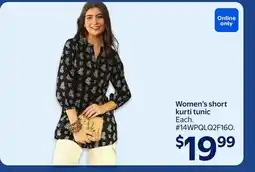 Walmart Women's short kurti tunic offer