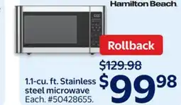 Walmart Hamilton Beach 1.1-cu. ft. Stainless steel microwave offer