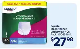 Walmart Equate incontinence underwear 40s offer