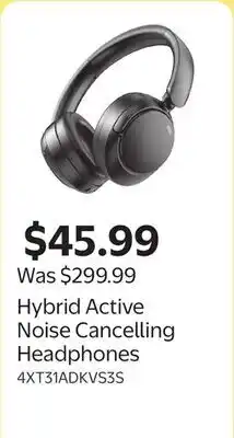 Walmart Hybrid Active Noise Cancelling Headphones offer