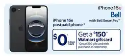 Walmart iPhone 16e postpaid phone ‡ offer