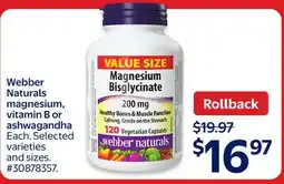 Walmart Webber Naturals magnesium, vitamin B or ashwagandha offer
