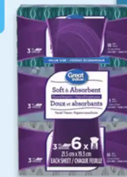 Walmart Great Value Facial Tissue 6-Pack offer