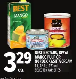 Metro BEST NECTARS, DIVYA MANGO PULP OR NORDEX KASHTA CREAM offer