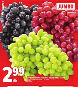 Metro JUMBO RED OR GREEN OR LARGE BLACK SEEDLESS GRAPES offer