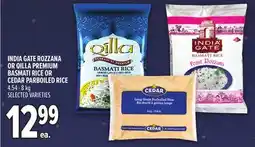 Metro INDIA GATE ROZZANA OR QILLA PREMIUM BASMATI RICE OR CEDAR PARBOILED RICE offer
