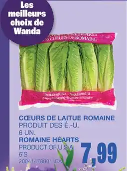 Wholesale Club CŒURS DE LAITUE ROMAINE, 6 UN offer