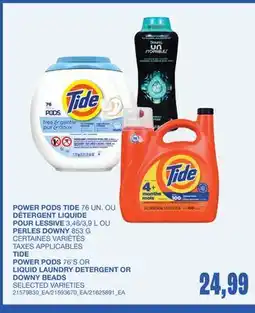 Wholesale Club POWER PODS, 76 UN. OU DÉTERGENT LIQUIDE POUR LESSIVE 3,46/3,9 L OU PERLES, 853 G offer