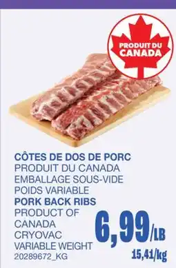 Wholesale Club CÔTES DE DOS DE PORC, 15,41/KG offer