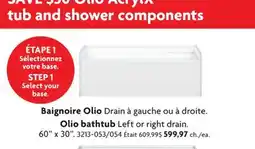 Home Hardware Olio bathtub Left or right drain offer