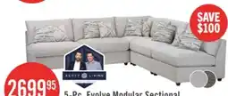 The Brick Scott Living Evolve Modular 5-Piece Linen-Look Fabric Sectional with Feather Down Cushions - Grey offer