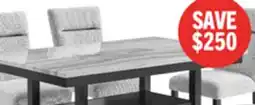 The Brick Libra 6pc Dining Set with Table, Bench & 4 Chairs, Marble-Look Top, 60W - Black/Grey offer