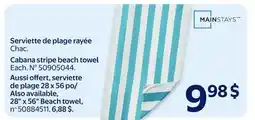 Walmart MAINSTAYS Cabana stripe beach towel offer