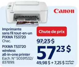 Walmart Canon PIXMA TS3720 wireless all-in-one printer offer