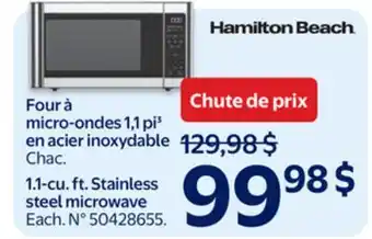 Walmart 1.1-cu. ft. Stainless steel microwave offer