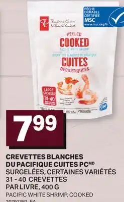 L'Intermarché CREVETTES BLANCHES DU PACIFIQUE CUITES | PACIFIC WHITE SHRIMP, 31 - 40 CREVETTES PAR LIVRE offer