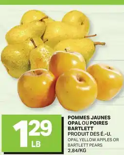 L'Intermarché POMMES JAUNES OPAL OU POIRES BARTLETT | OPAL YELLOW APPLES OR BARTLETT PEARS offer