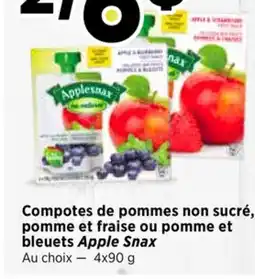 Val-Mont Compotes de pommes non sucré, pomme et fraise ou pomme et bleuets Apple Snax offer