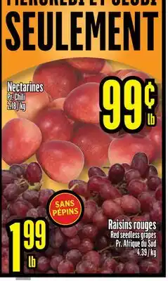 Bonanza Nectarines Red seedless grapes offer