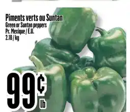 Bonanza Green or Suntan peppers offer