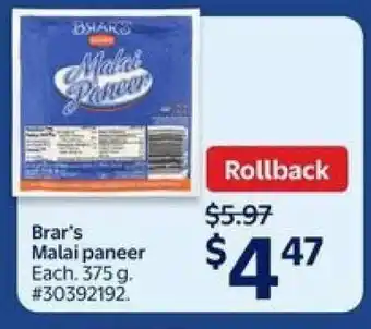 Walmart Brar's Malai Paneer offer