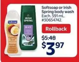 Walmart SOFTSOAP or IRISH SPRING BODY WASH offer