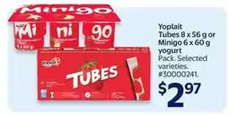 Walmart YOPLAIT TUBES OR MINIGO YOGURT offer