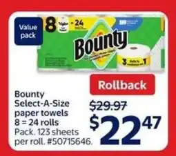 Walmart Bounty Select-A-Size Paper Towels offer