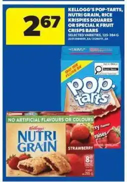 Real Canadian Superstore Kellogg's Pop Tarts, Nutri Grain, Rice Krispies Squares or Special K Fruit Crisps Bars offer